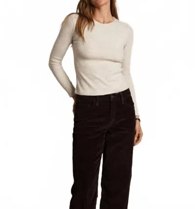Perfectwhitetee Jolie Sweater Rib Long Sleeve Crewneck Top In Oatmeal In Neutral