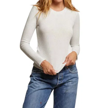 Perfectwhitetee Jolie Sweater Rib Crew Neck Long Sleeve Top In Ash In Grey