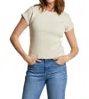 Perfectwhitetee Delphine Satin Crew Neck Tee In Sugar In Multi