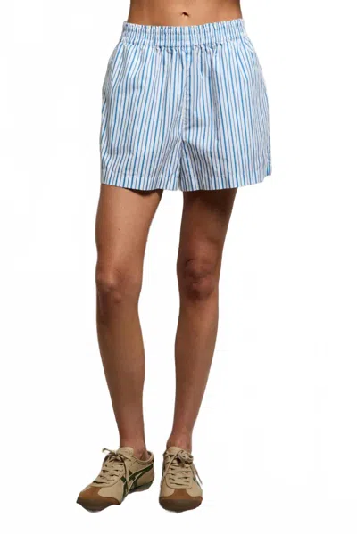 Perfectwhitetee Julie Poplin Short In White In Blue