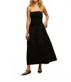 Perfectwhitetee Kai Woven Poplin Strapless Dress In True Black In Black