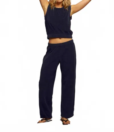 Perfectwhitetee Katie Loop Terry Pants In Navy In Blue