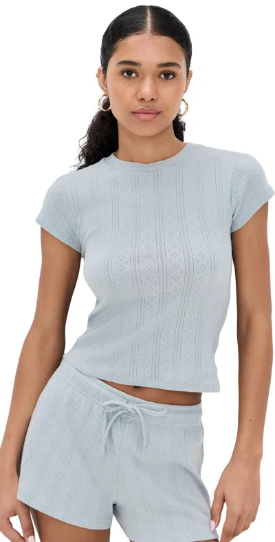 Perfectwhitetee Katy Pointelle Baby Tee Sky Blue