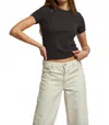 Perfectwhitetee Katz Ribbed Baby Tee In True Black In Black