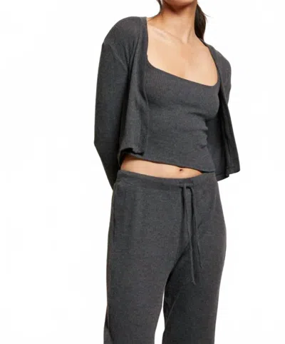 Perfectwhitetee Kelsey Long Sleeve Cardigan In Charcoal In Gray