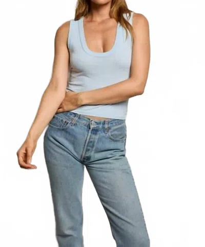 Perfectwhitetee Khara Crispy Cotton U-neck Tank Top In Powder Blue