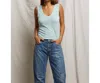 Perfectwhitetee Khara Rib Tank Top In Iced Aqua