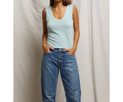 Perfectwhitetee Khara Rib Tank Top In Iced Aqua In Multi