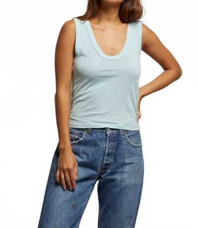 Perfectwhitetee Khara Rib Scooped Tank Top In Iced Aqua In Blue