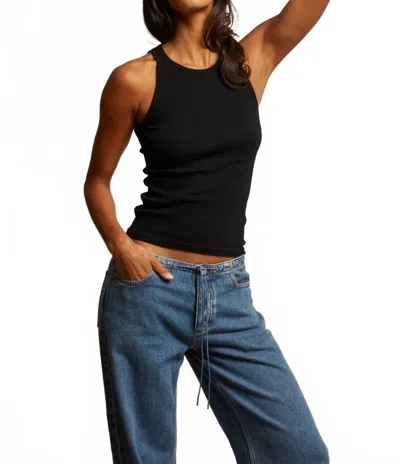 Perfectwhitetee Kravitz Fine Fib Tank Top In True Black
