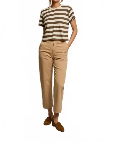Perfectwhitetee Lainey Rugby Tee In Mocha Natural Stripe In Multi