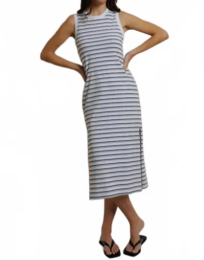 Perfectwhitetee Lanell Striped Tank Dress In Navy In White