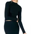 Perfectwhitetee Lauryn Long Sleeve Rib Mock Neck In True Black In Black