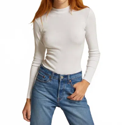 Perfectwhitetee Lauryn Long Sleeve Rib Mock Neck In White