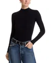 Perfectwhitetee Lauryn Mock Neck Rib Long Sleeve Tee In Black