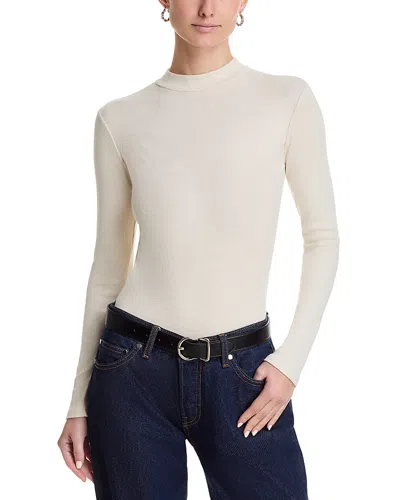 Perfectwhitetee Lauryn Mock Neck Rib Long Sleeve Tee In Neutral