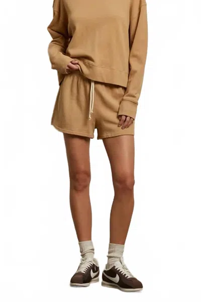 Perfectwhitetee Layla French Terry Sweat Shorts In Suede In Brown