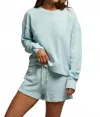 Perfectwhitetee Layla French Terry Sweat Shorts Iced Aqua In Multi