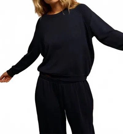 Perfectwhitetee Lennon Terry Raglan Sweatshirt In Navy In Blue