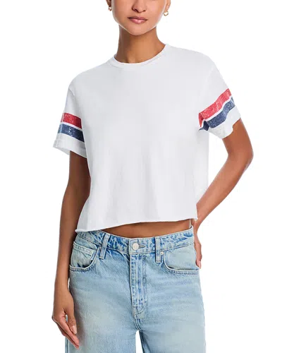 Perfectwhitetee Lexi Athletic Stripe Cotton Tee In White