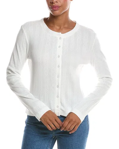 Perfectwhitetee Lila Pointelle Cardigan In White