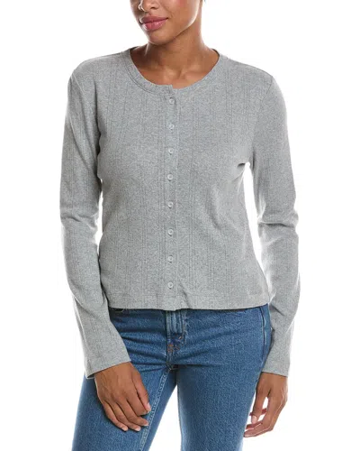 Perfectwhitetee Lila Pointelle Cardigan In Gray