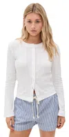 Perfectwhitetee Lila Pointelle Long Sleeve Cardigan White