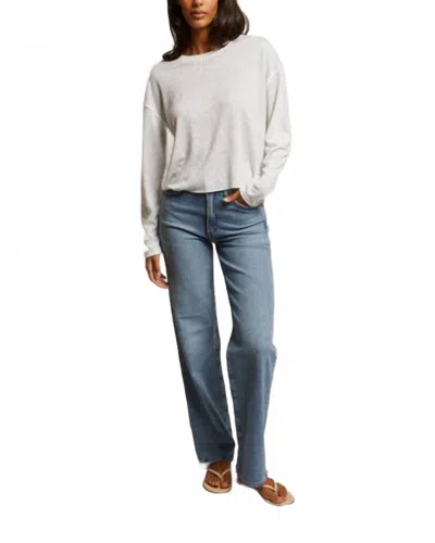 Perfectwhitetee Linen Jersey Spandex Long Sleeve Crewneck Sweater In Oatmeal In Gray