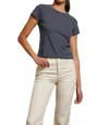 Perfectwhitetee Lisa Recycle Cotton Slim Crew Top In Night In Blue