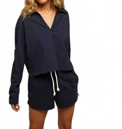 Perfectwhitetee Liz Jersey Heritage Short In Navy