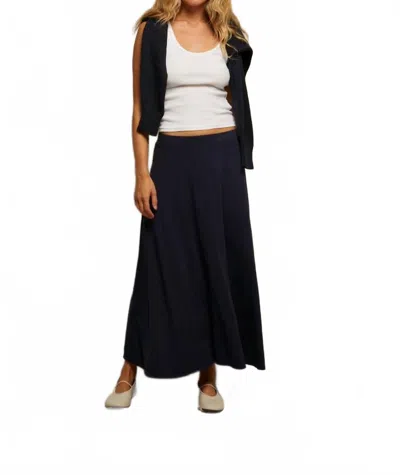 Perfectwhitetee Liza Slub Jersey Circular Maxi Skirt In Navy In Black