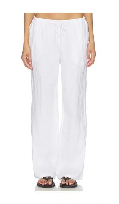 Perfectwhitetee Lorana Linen Drawstring Pant In White