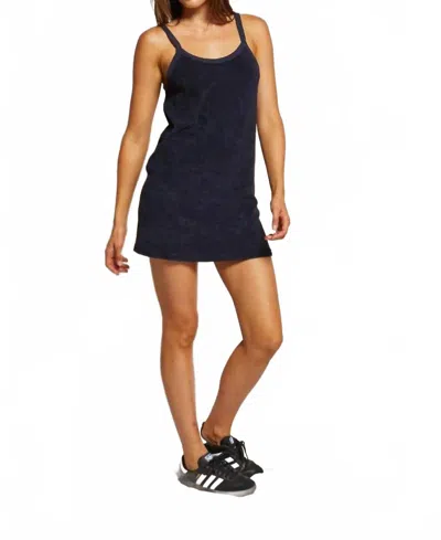 Perfectwhitetee Love Shack Terry Dress In Navy In Blue