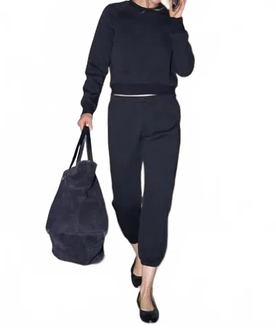 Perfectwhitetee Lucia Pureform Raglan Sweatshirt In True Black In Blue