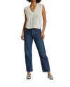 Perfectwhitetee Lucy Linen Jersey Tank Top In Natural In White