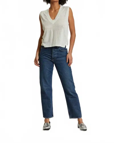 Perfectwhitetee Lucy Linen Jersey Tank Top In Natural In White