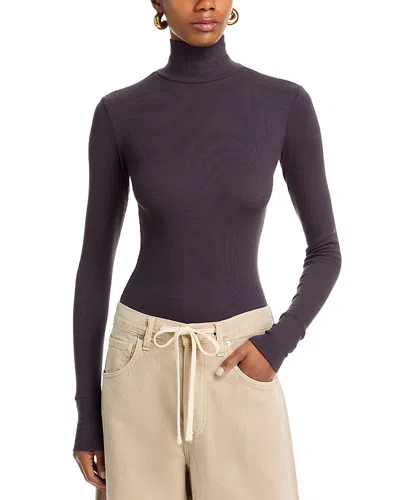 Perfectwhitetee Luxe Rib Turtleneck Tee In Blue