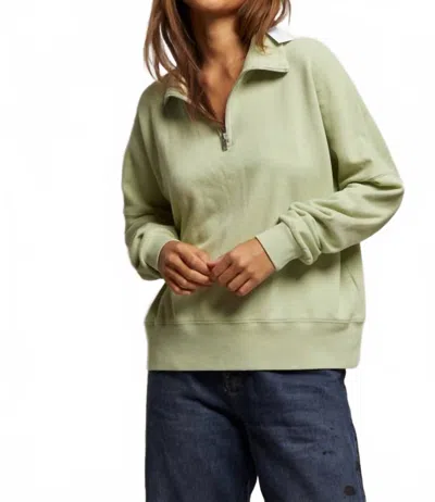 Perfectwhitetee Maren French Terry 1/4 Zip Sweatshirt In Pistachio In Green