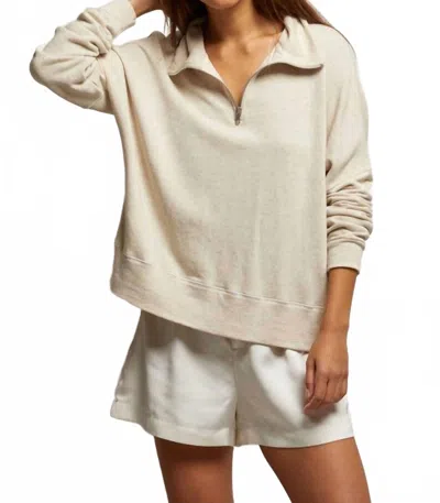 Perfectwhitetee Maren French Terry Half Zip Sweater In Oatmeal In Animal Print