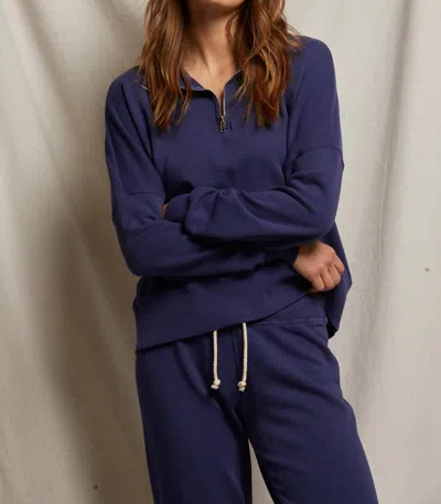 Perfectwhitetee Maren Half-zip Sweatshirt In Dusk In Blue