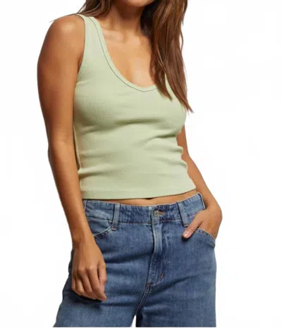 Perfectwhitetee Maria Structured Rib Tank In Pistachio