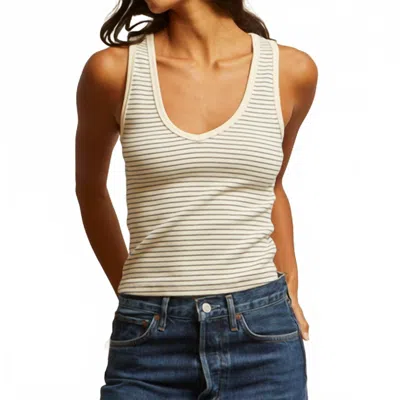 Perfectwhitetee Maria V-neck Tank In Navy Stripe