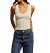 Perfectwhitetee Maria V Neck Tank Top In Navy Stripe In Neutral