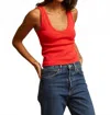 Perfectwhitetee Lennox Cropped Tank Top In Poppy Red In Multi
