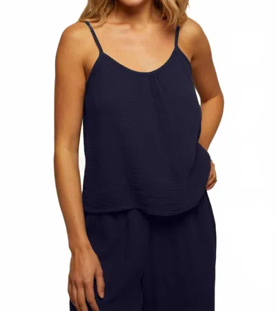 Perfectwhitetee Marlo Double Gauze Tank In Navy In Blue