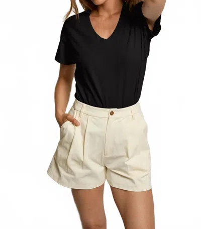 Perfectwhitetee Mei Double Pleated Shorts In Sugar In Neutral