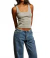 Perfectwhitetee Mia Fine Variegated Rib Tank In Heather Grey In Multi