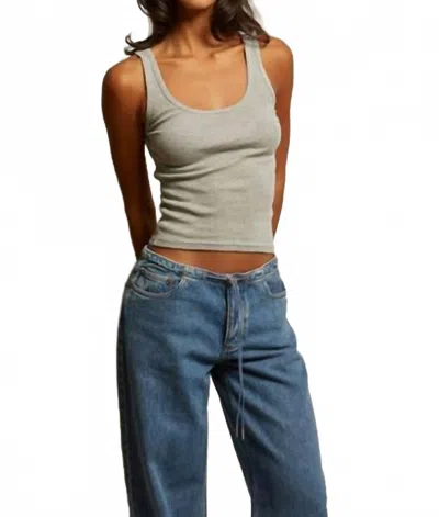PERFECTWHITETEE MIA FINE VARIEGATED RIB TANK IN HEATHER GREY