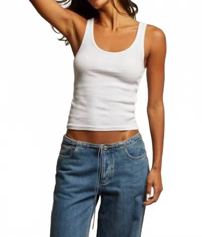 Perfectwhitetee Mia Fine Variegated Rib Tank In White
