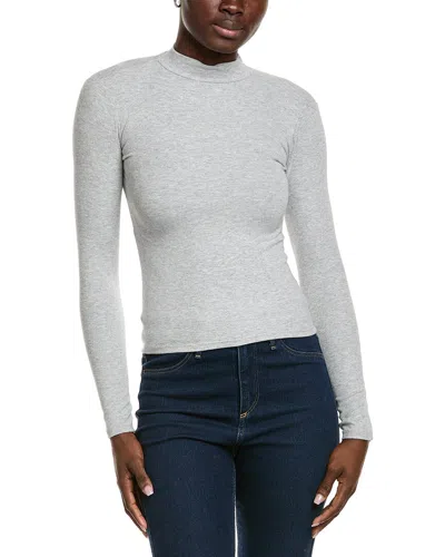 Perfectwhitetee Mock Neck Rib T-shirt In Grey